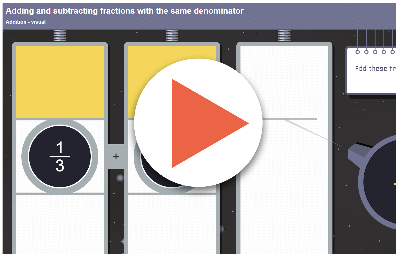 Adding fractions (visual) (interactive)