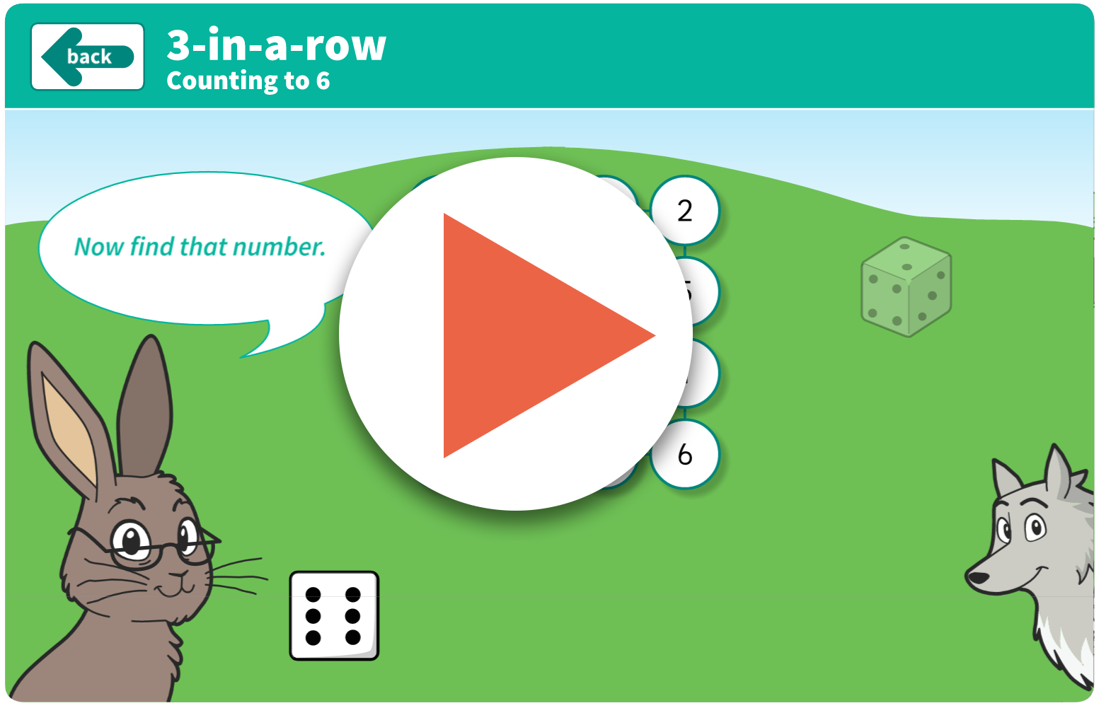 Counting Forwards and Backwards 3inarow Dice Interactive Game