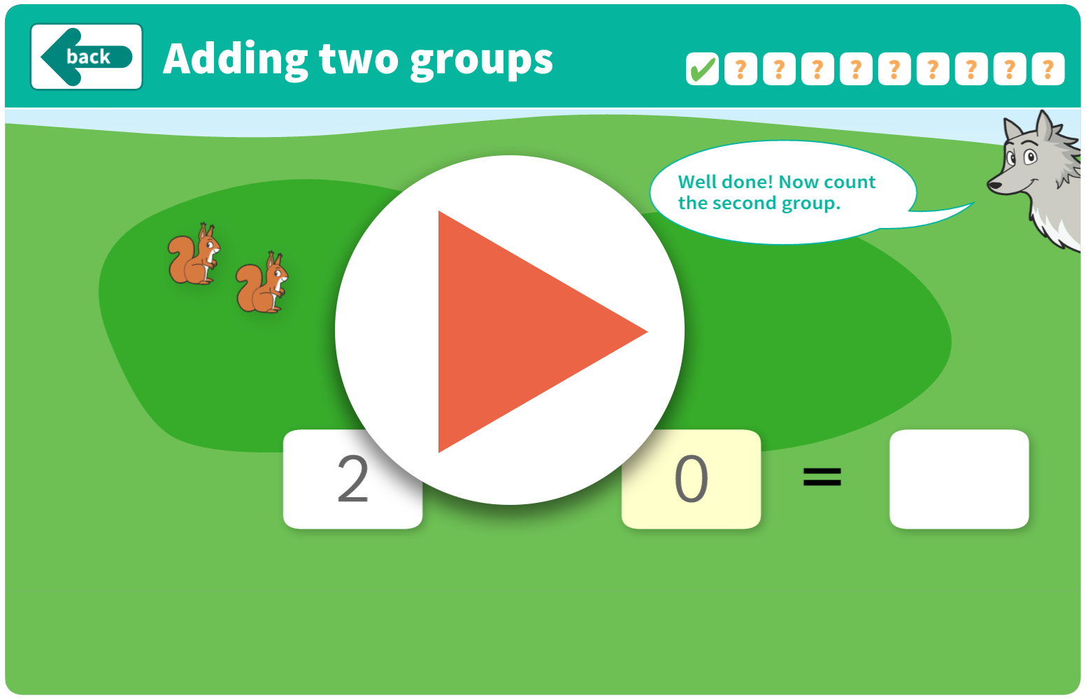 Adding two groups game (interactive)